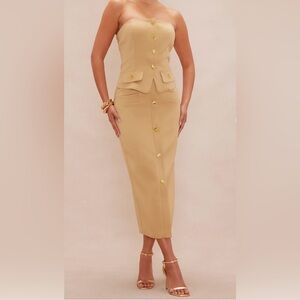 NWT Elegant Tan Skirt Set